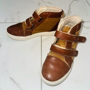 UGG Brown Leather Boots with Velcro straps